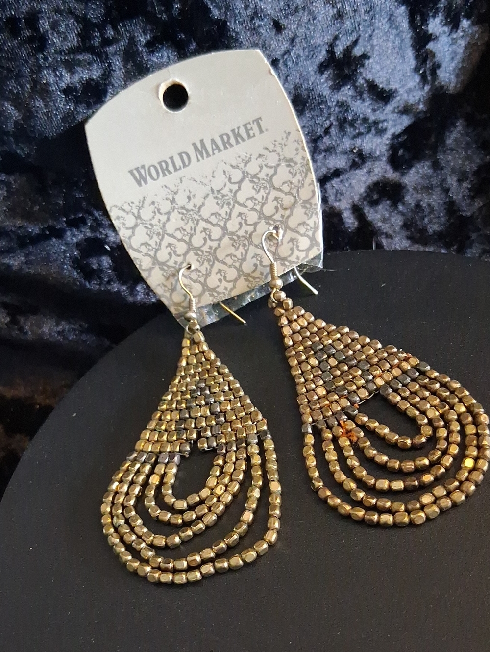 Cost Plus World Market Metallic Gold Multi-Loop Teardrop Earrings